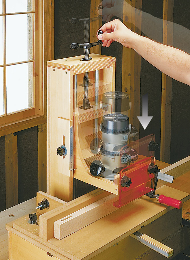 b'Rout precision mortises in less than a minute with this simple, shop-built machine.'
