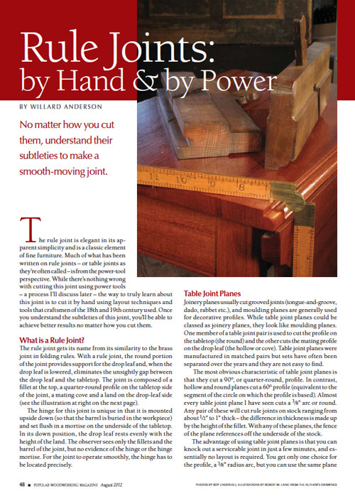 Rule Joints by Hand & Power Article 