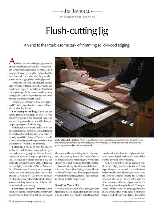 Jig Journal: Flush-Cutting Table Saw Jig