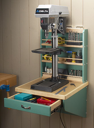 Wall-Mounted Drill Press Shelf