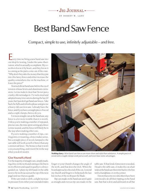 Jig Journal: 50-cent Band Saw Fence