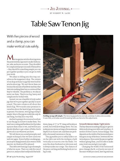 Jig Journal: Table Saw Tenon Jig