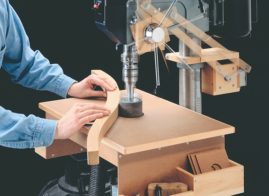 b'Convert your drill press into an oscillating drum sander with this shop-built accessory.'