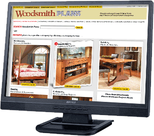 Monitor displaying Woodsmithplans.com home page